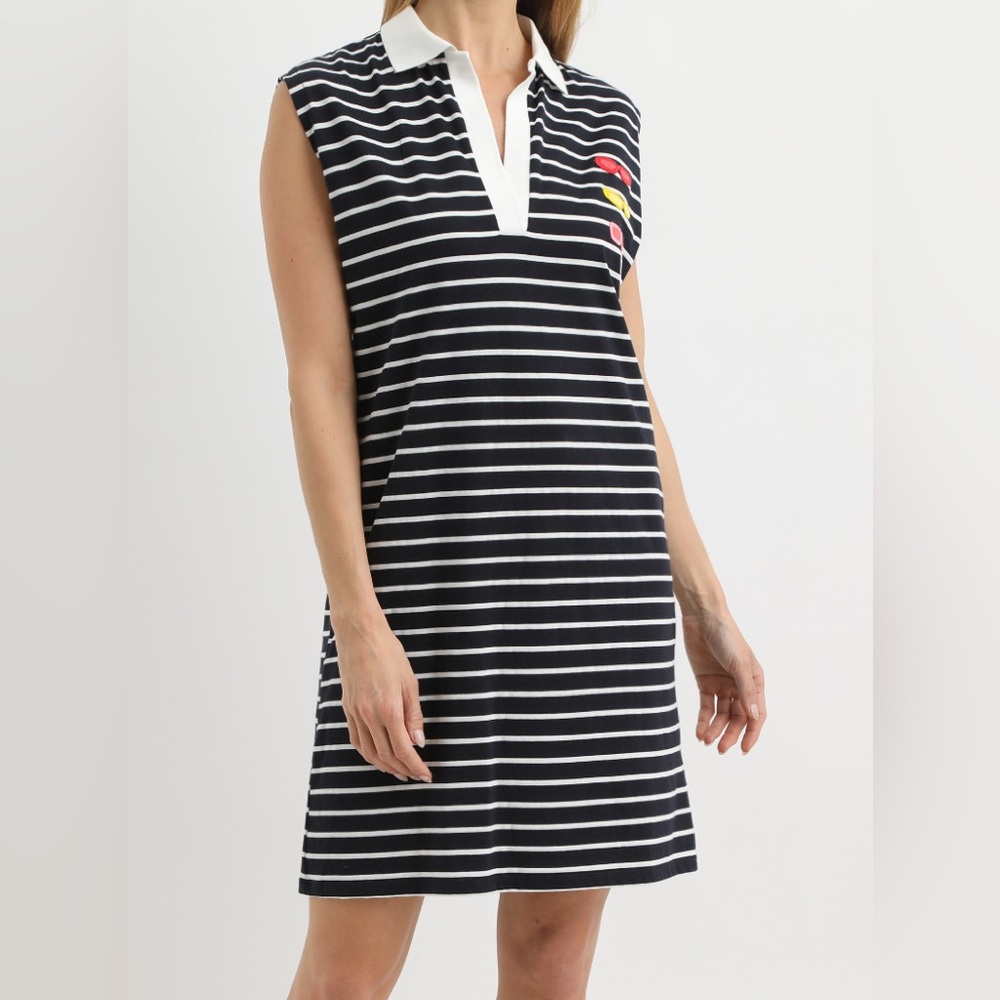 Zara Black and White Striped dress with Pink Tag